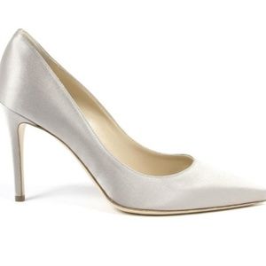 Andrew Charles Grey Satin Heels